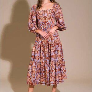 A Printed Woven Midi Dress